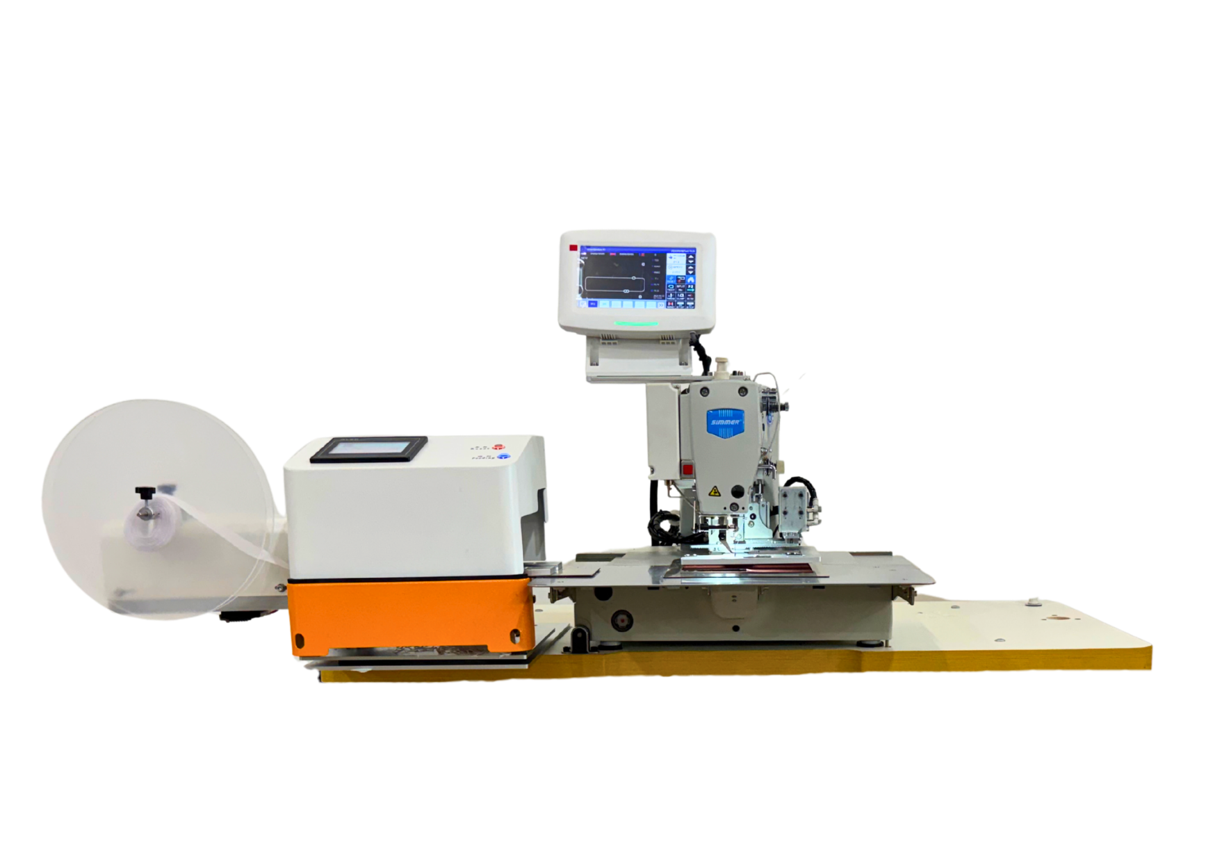 SM-2210-LAC – Máquina Automática para Aplicação de Velcro Simmer | Filigrana Eletrônica